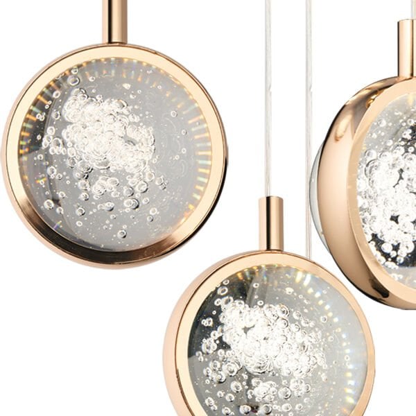 Eldon 4'lü Yuvarlak 3 Renk 61 WattGold Kristal Ledli Modern Oturma Odası Salon Sarkıt Avize