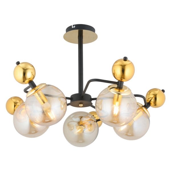 Florit 5'li Siyah Gold Modern Oturma Odası Salon Avize