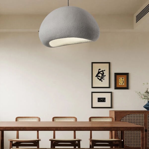 Tretan Büyük Gri Beton Modern Sarkıt Oturma Odası Salon Sarkıt Avize