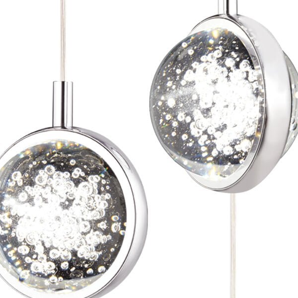 Eldon 5'li Sıralı 3 Renkli 75 Watt Krom Kristal Ledli Modern Oturma Odası Salon Sarkıt Avize