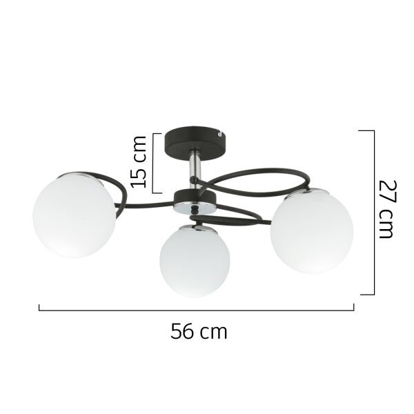 Rodonit 3lü Siyah Krom Beyaz Camlı  Modern Sarkıt Genç Odası Yatak odası Retro Salon Avize