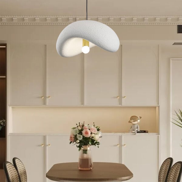 Voliny Tekli Beyaz Beton Modern Sarkıt Oturma Odası Salon Sarkıt Avize