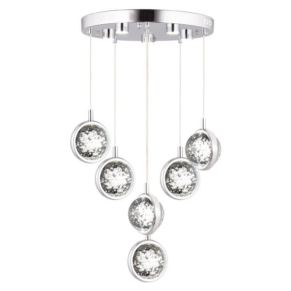 Eldon 6'lı Yuvarlak 3 Renkli 88 Watt Krom Kristal Ledli Modern Oturma Odası Salon Sarkıt Avize