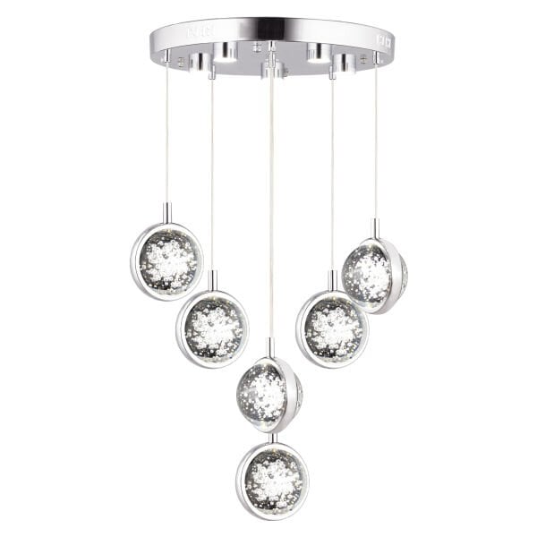 Eldon 6'lı Yuvarlak 3 Renkli 88 Watt Krom Kristal Ledli Modern Oturma Odası Salon Sarkıt Avize