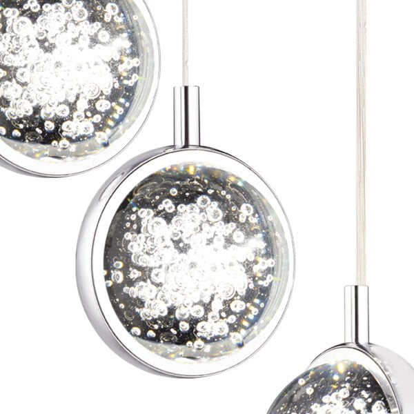 Eldon 6'lı Yuvarlak 3 Renkli 88 Watt Krom Kristal Ledli Modern Oturma Odası Salon Sarkıt Avize