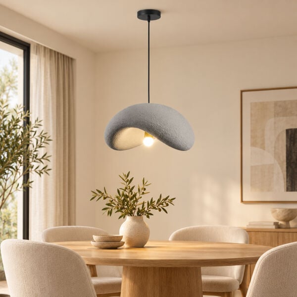 Voliny Tekli Gri Beton Modern Sarkıt Oturma Odası Salon Sarkıt Avize