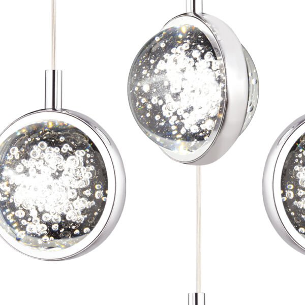 Eldon 4'lü Yuvarlak 3 Renkli 61 Watt Krom Kristal Ledli Modern Oturma Odası Salon Sarkıt Avize