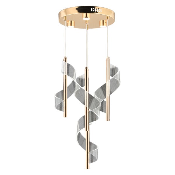Jadon 4'lü Yuvarlak 3 Renkli 35 Watt Gold Kristal Ledli Modern Oturma Odası Salon Sarkıt Avize