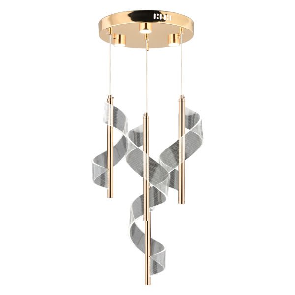 Jadon 4'lü Yuvarlak 3 Renkli 35 Watt Gold Kristal Ledli Modern Oturma Odası Salon Sarkıt Avize