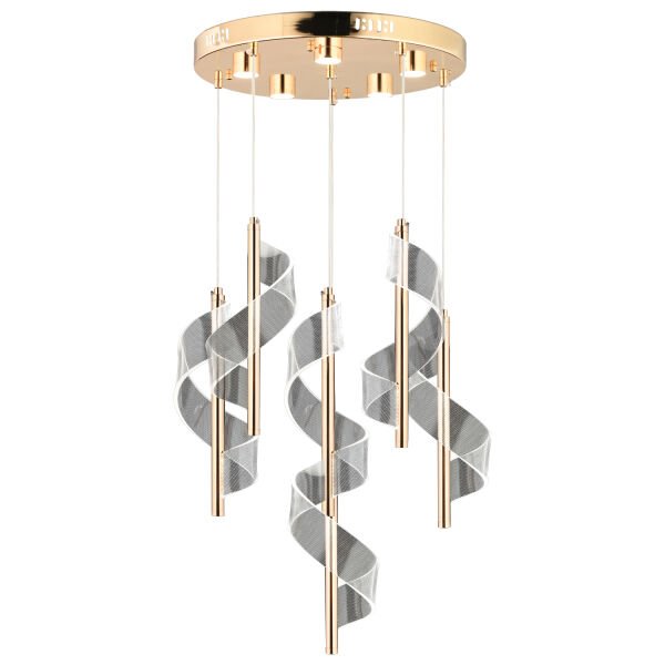 Jadon 6'lı Yuvarlak 3 Renkli 53 Watt Gold Kristal Ledli Modern Oturma Odası Salon Sarkıt Avize