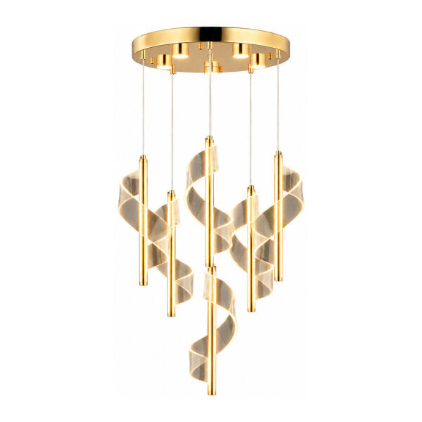 Jadon 6'lı Yuvarlak 3 Renkli 53 Watt Gold Kristal Ledli Modern Oturma Odası Salon Sarkıt Avize