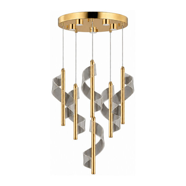 Jadon 6'lı Yuvarlak 3 Renkli 53 Watt Gold Kristal Ledli Modern Oturma Odası Salon Sarkıt Avize