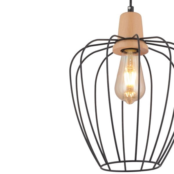 Denis Tekli Siyah Telli Ahşap Duylu Modern Koridor, Yatak Odası, Salon Sarkıt Avize