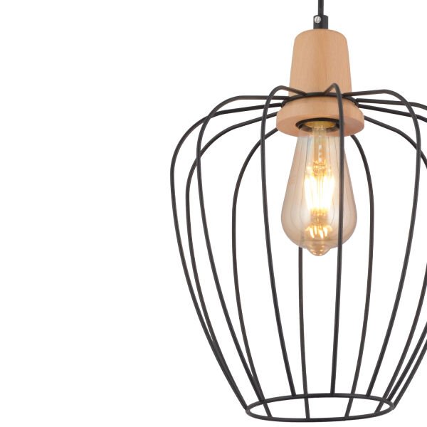 Denis Tekli Siyah Telli Ahşap Duylu Modern Koridor, Yatak Odası, Salon Sarkıt Avize