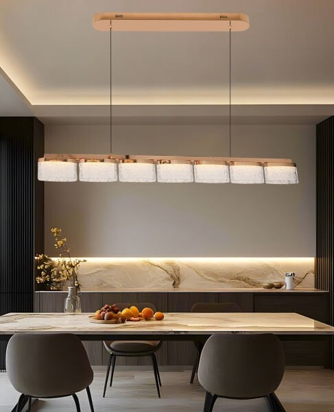 Rosae Gold Krisatal Sıralı Sarkıt Salon Led Avize