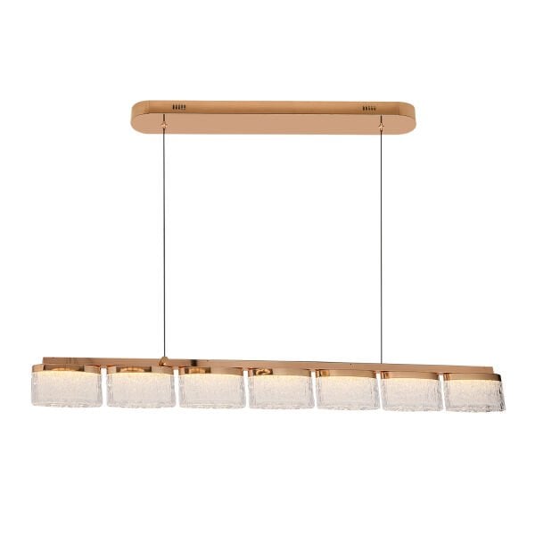 Rosae Gold Krisatal Sıralı Sarkıt Salon Led Avize