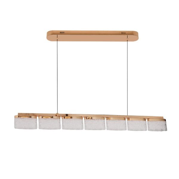 Rosae Gold Krisatal Sıralı Sarkıt Salon Led Avize