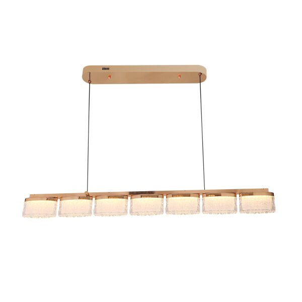 Rosae Gold Krisatal Sıralı Sarkıt Salon Led Avize