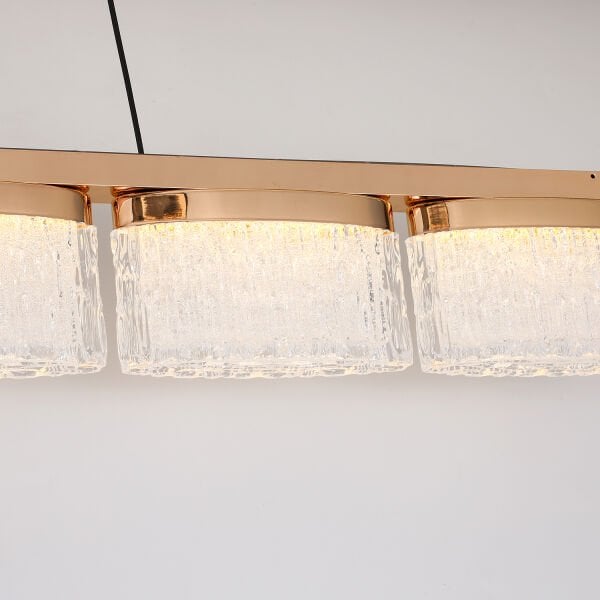 Rosae Gold Krisatal Sıralı Sarkıt Salon Led Avize