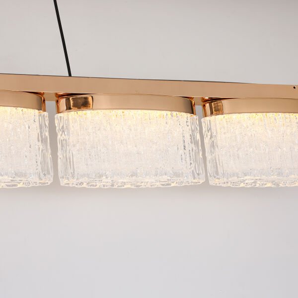 Rosae Gold Krisatal Sıralı Sarkıt Salon Led Avize