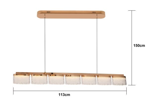 Rosae Gold Krisatal Sıralı Sarkıt Salon Led Avize