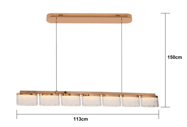 Rosae Gold Krisatal Sıralı Sarkıt Salon Led Avize