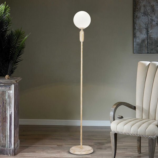 Arlo Beyaz Silme Beyaz Camlı Modern Tasarım Metal Lambader