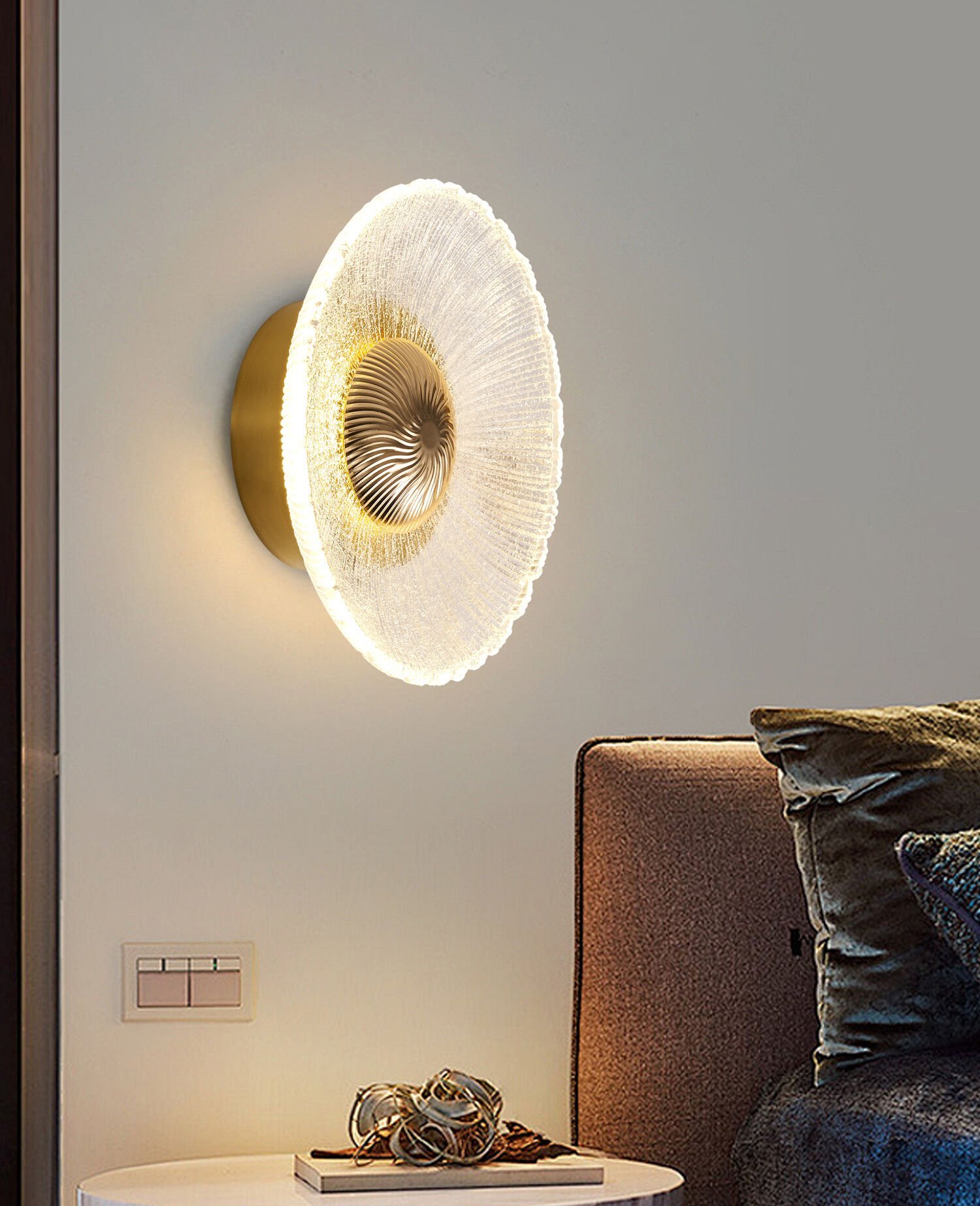 Eterno Gold 3 Renkli Kristal Led Aplik