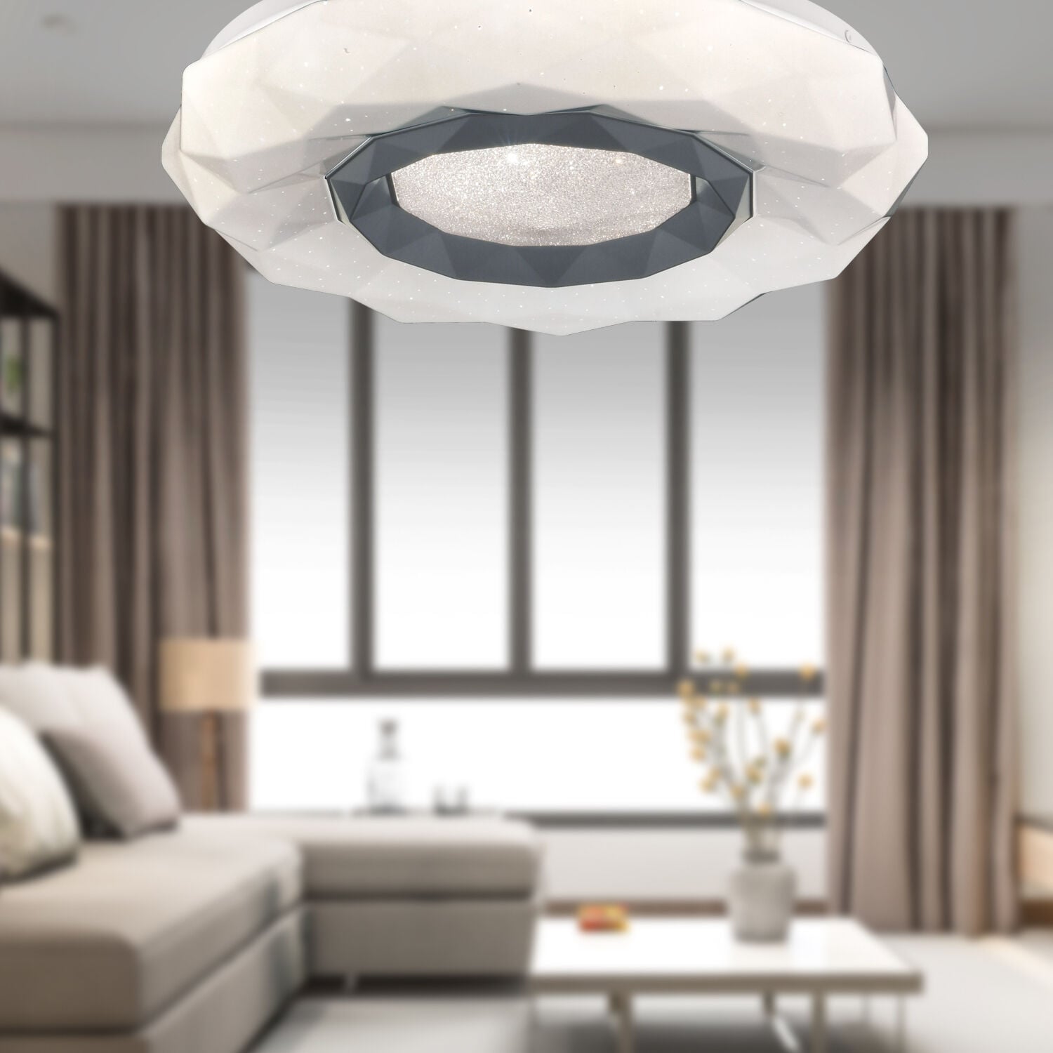 Paris Tekli Beyaz 3 Renkli 37 Watt Ledli Modern Oturma Odası, Koridor, Salon Led Avize 40 cm