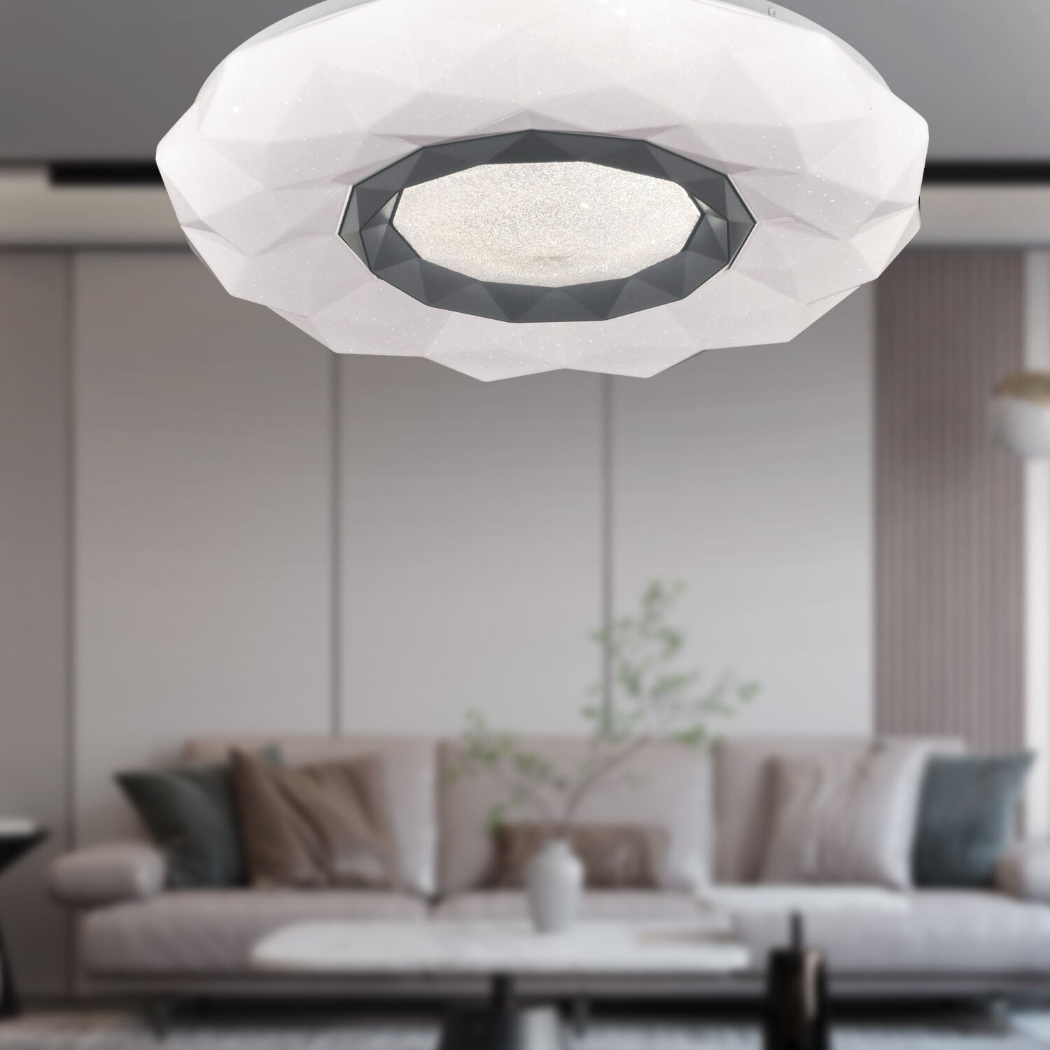 Paris Tekli Beyaz 3 Renkli 61 Watt Ledli Modern Oturma Odası, Koridor, Salon Led Avize 50 cm