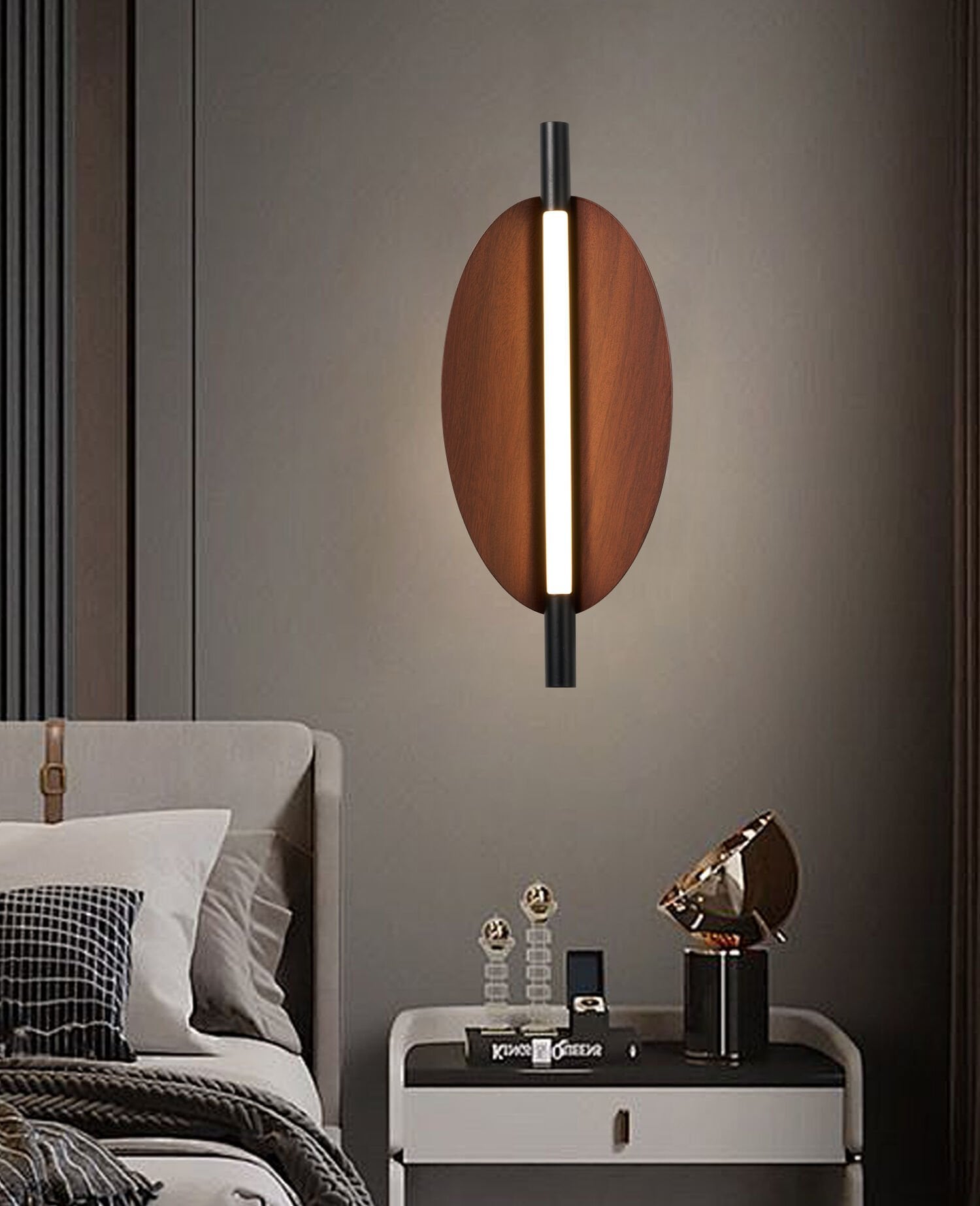 Vion Siyah Yaprak Desenli Ledli Aplik