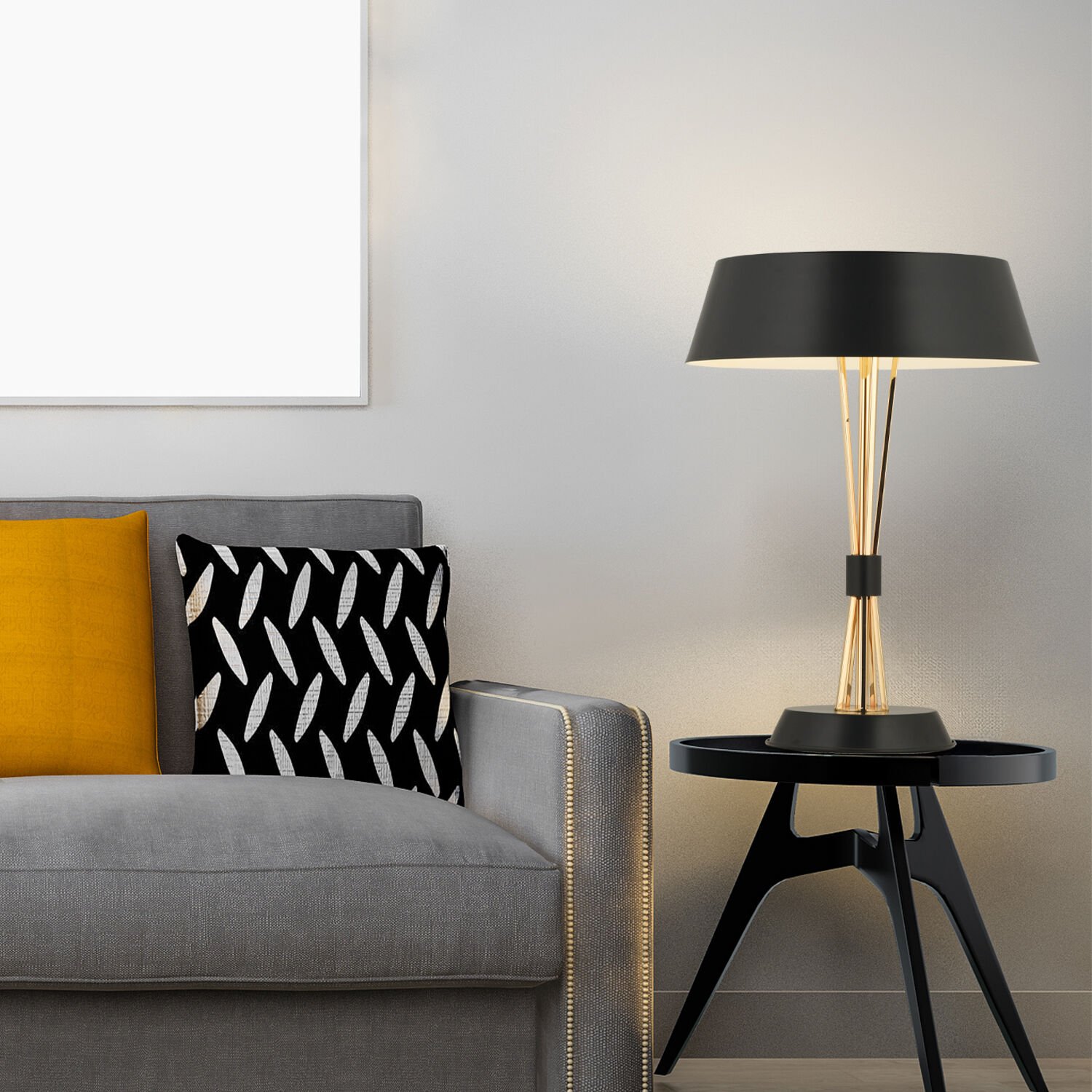 Noris Tekli Gold Modern Oturma Odası, Yatak Odası, Salon Abajur