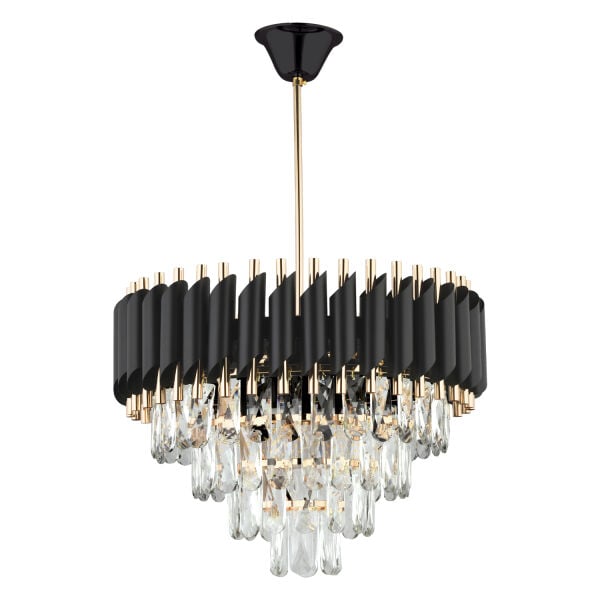 Mikula 45'lik Yuvarlak Gold Kristal Taşlı Modern Oturma Odası Salon Sarkıt Avize ( Ürün zincirlidir )
