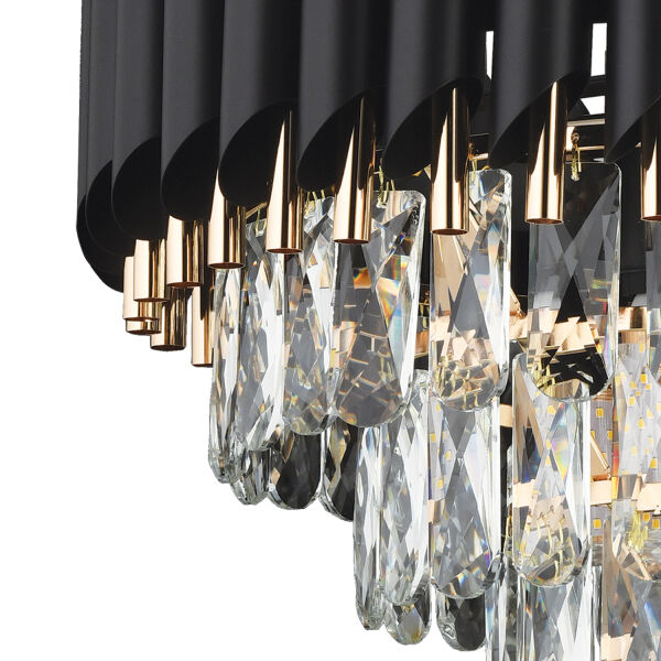 Mikula 45'lik Yuvarlak Gold Kristal Taşlı Modern Oturma Odası Salon Sarkıt Avize ( Ürün zincirlidir )