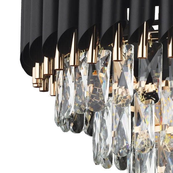 Mikula 45'lik Yuvarlak Gold Kristal Taşlı Modern Oturma Odası Salon Sarkıt Avize ( Ürün zincirlidir )