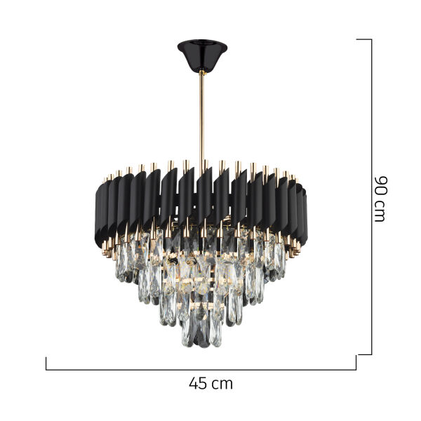 Mikula 45'lik Yuvarlak Gold Kristal Taşlı Modern Oturma Odası Salon Sarkıt Avize ( Ürün zincirlidir )