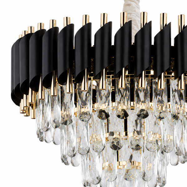 Mikula 45'lik Yuvarlak Gold Kristal Taşlı Modern Oturma Odası Salon Sarkıt Avize ( Ürün zincirlidir )