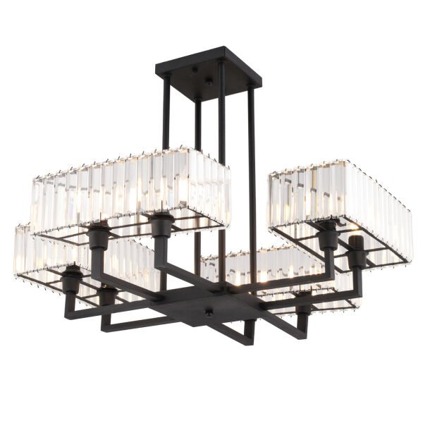 Brambles 8'li Siyah Kristalli Taşlı Modern Tasarım Kristal Salon Avize