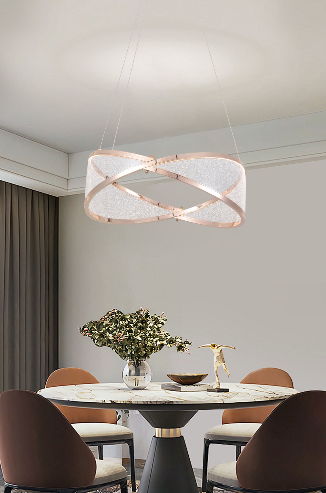 Natura 50'lik Yuvarlak Gold Salon Sarkıt Led Avize