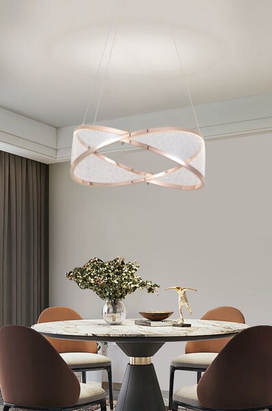 Natura 50'lik Yuvarlak Gold Salon Sarkıt Led Avize