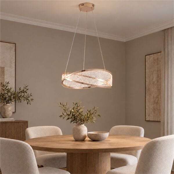 Natura 50'lik Yuvarlak Gold Salon Sarkıt Led Avize