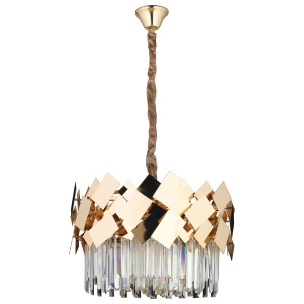 Roshan 50'lik Yuvarlak Gold Kristal Taşlı Modern Oturma Odası Salon Sarkıt Avize