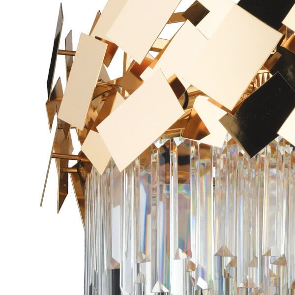 Roshan 50'lik Yuvarlak Gold Kristal Taşlı Modern Oturma Odası Salon Sarkıt Avize