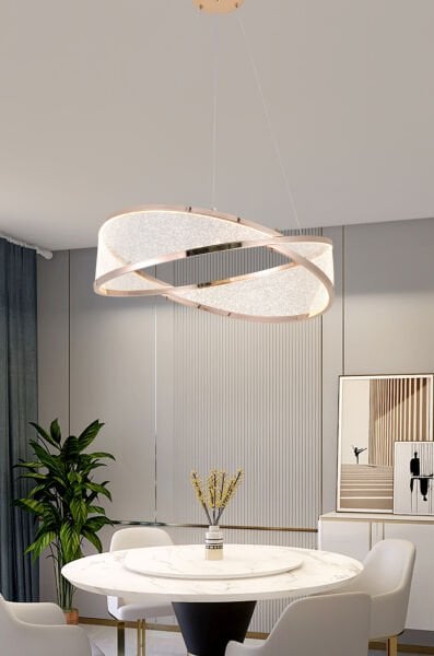 Natura 60'lık Yuvarlak Gold Salon Sarkıt Led Avize