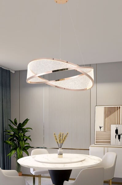 Natura 60'lık Yuvarlak Gold Salon Sarkıt Led Avize