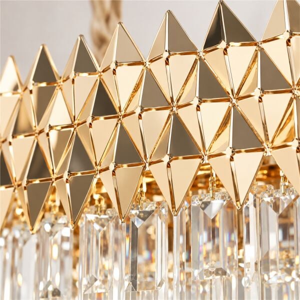 Rodya 80'lik Sıralı Gold Kristal Taşlı Modern Yemek Odası Salon Sarkıt Avize