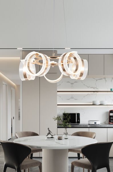 Linea 5'li Gold Yuvarlak Salon Sarkıt Led Avize