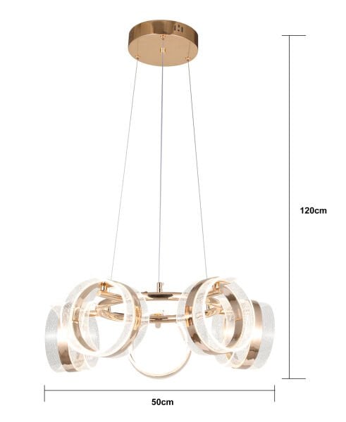 Linea 5'li Gold Yuvarlak Salon Sarkıt Led Avize