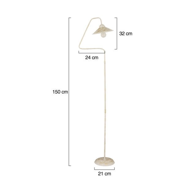 Helga Beyaz Patinalı Dekoratif Tasarım Retro Modern Metal Lambader