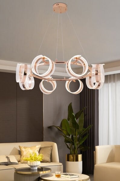 Linea 8'li Gold Yuvarlak Salon Sarkıt Led Avize